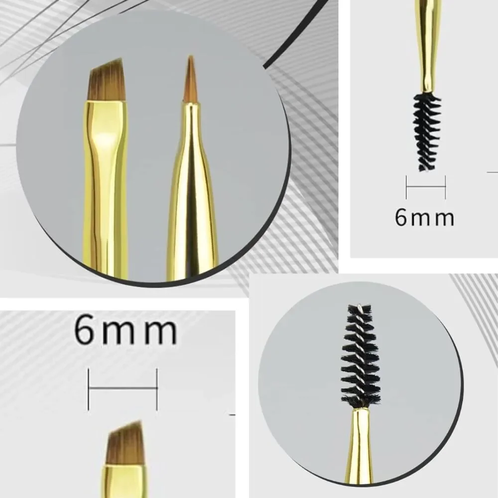 Double-Ended Angled Brow & Eyeliner Brush with Spoolie Professional Makeup Tool